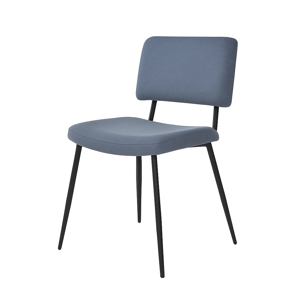 Chaise de salle à manger en tissu polyester avec pieds en métal noir-DREAMNESTLIVING