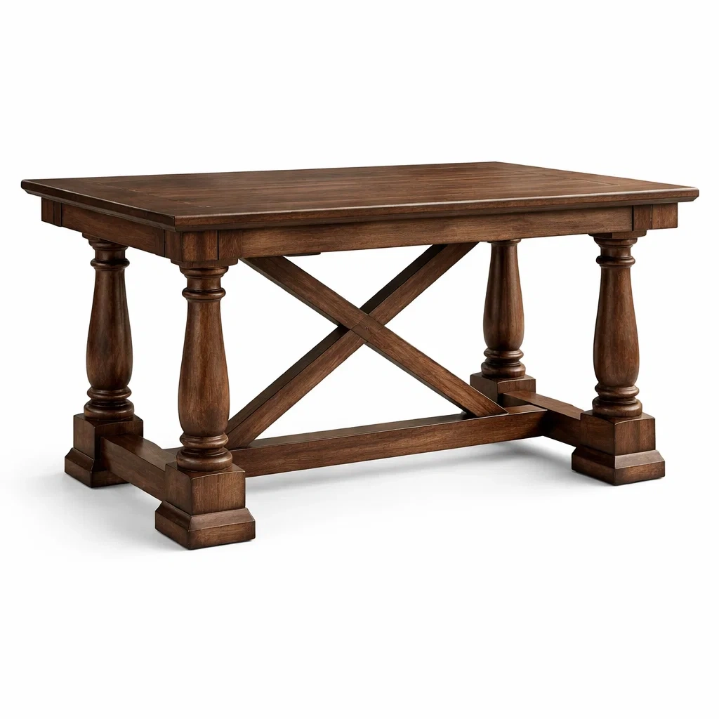 Table de salle à manger en bois massif brun-DREAMNESTLIVING