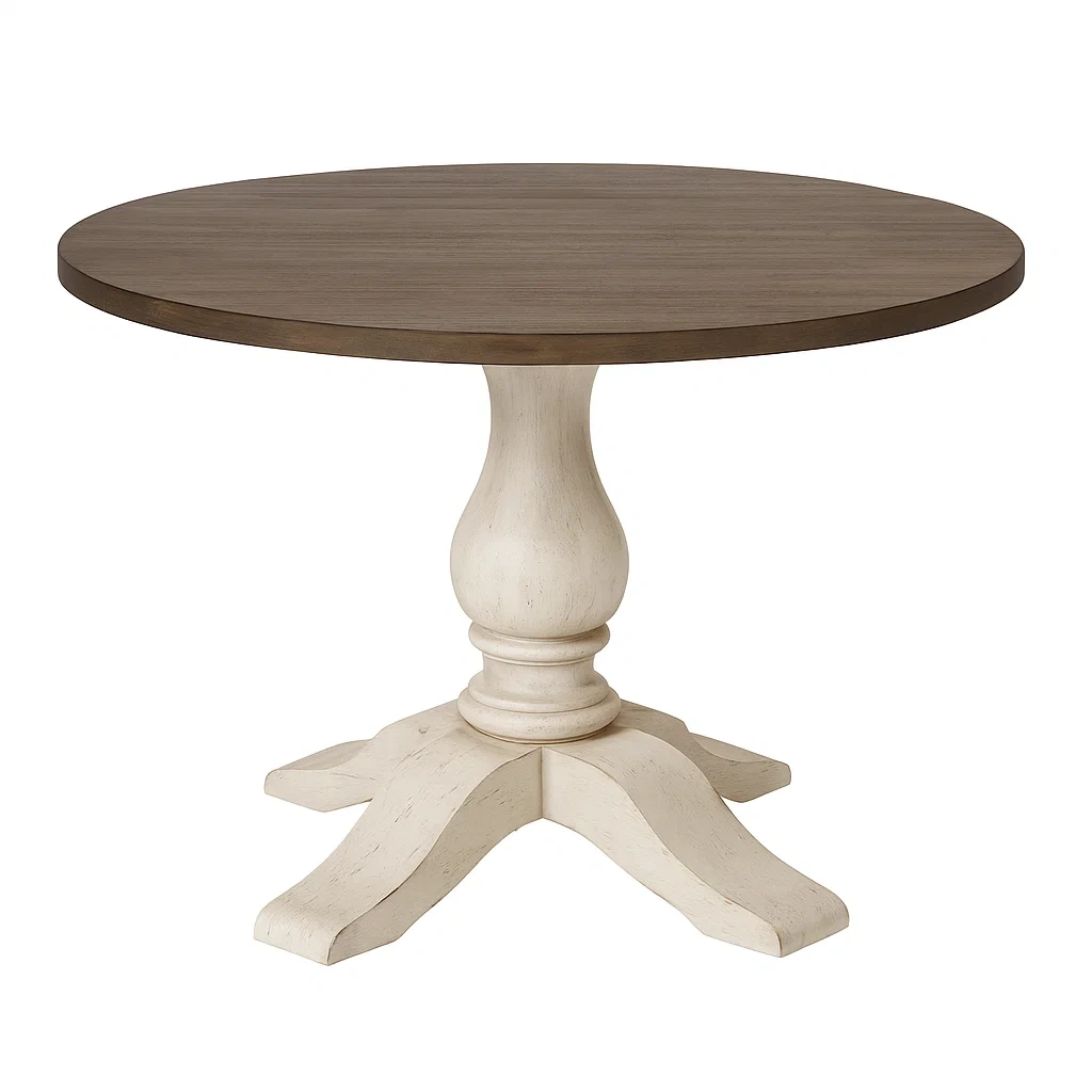 Table de salle à manger ronde en bois de chêne et hévéa-DREAMNESTLIVING