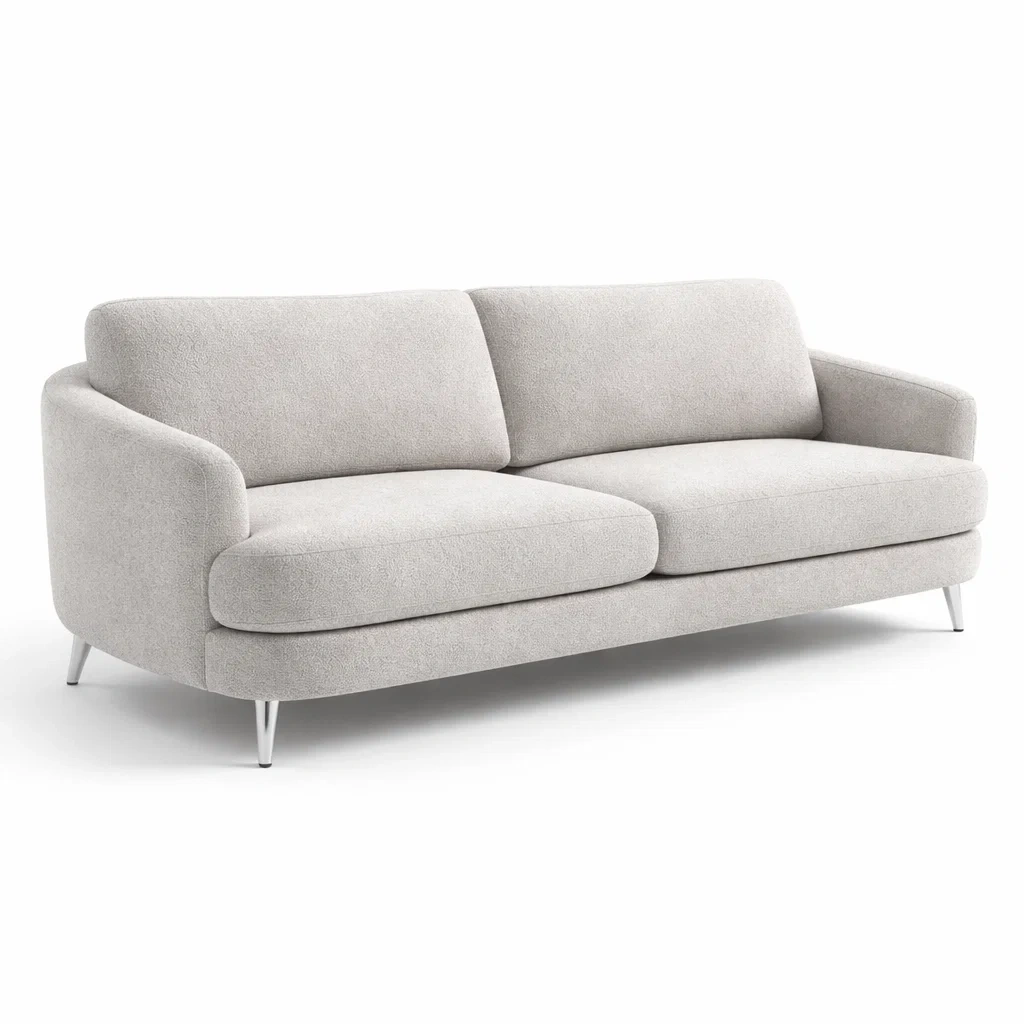 Canapé 3 places en tissu laine gris clair avec pieds en métal-DREAMNESTLIVING