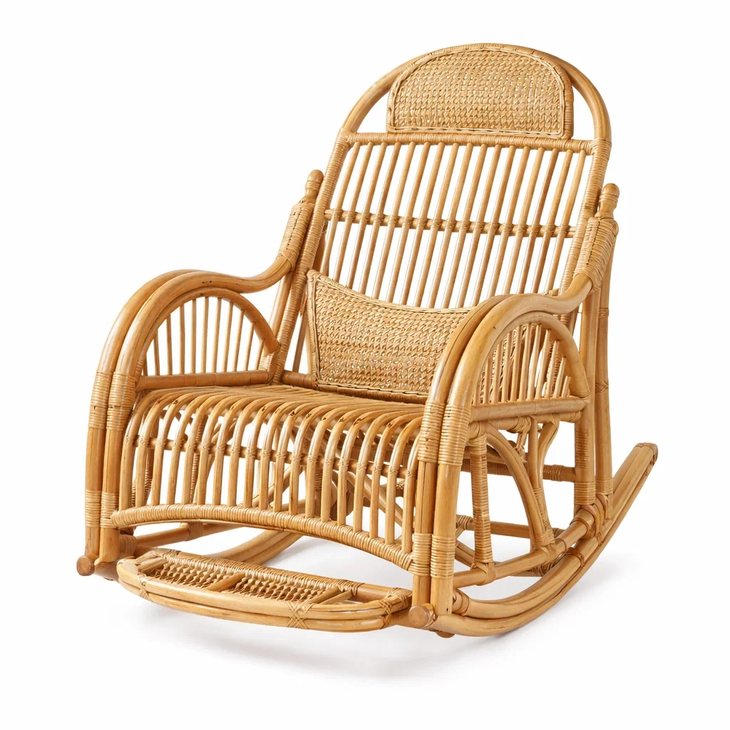 Fauteuil à bascule en rotin naturel-DREAMNESTLIVING