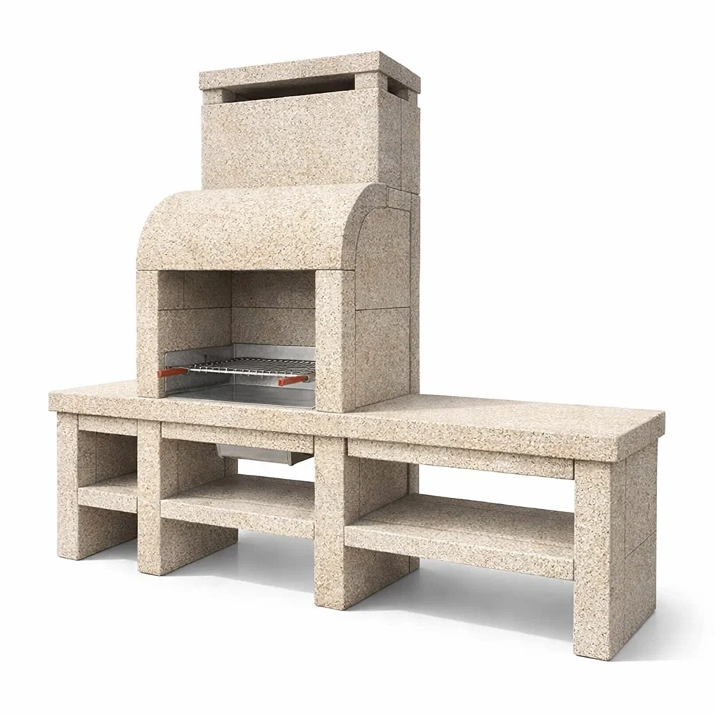 Barbecue en pierre avec grille en acier inoxydable et espace de rangement-NESTFUSIONLIVING