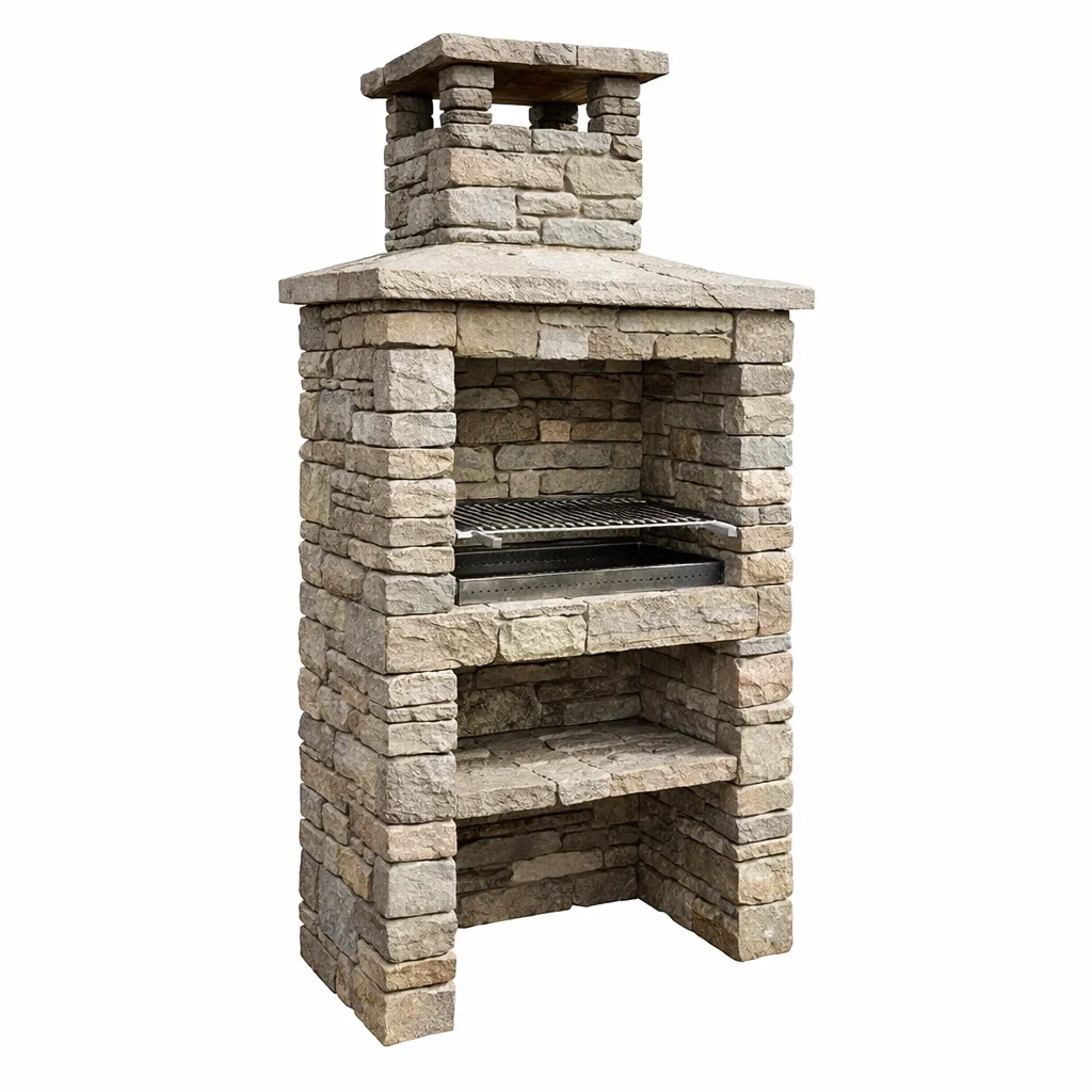 Barbecue en pierre naturelle avec grilles en acier inoxydable-NESTFUSIONLIVING