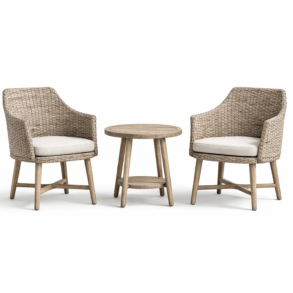 Ensemble de détente en rotin synthétique avec coussins en polyester-NESTFUSIONLIVING