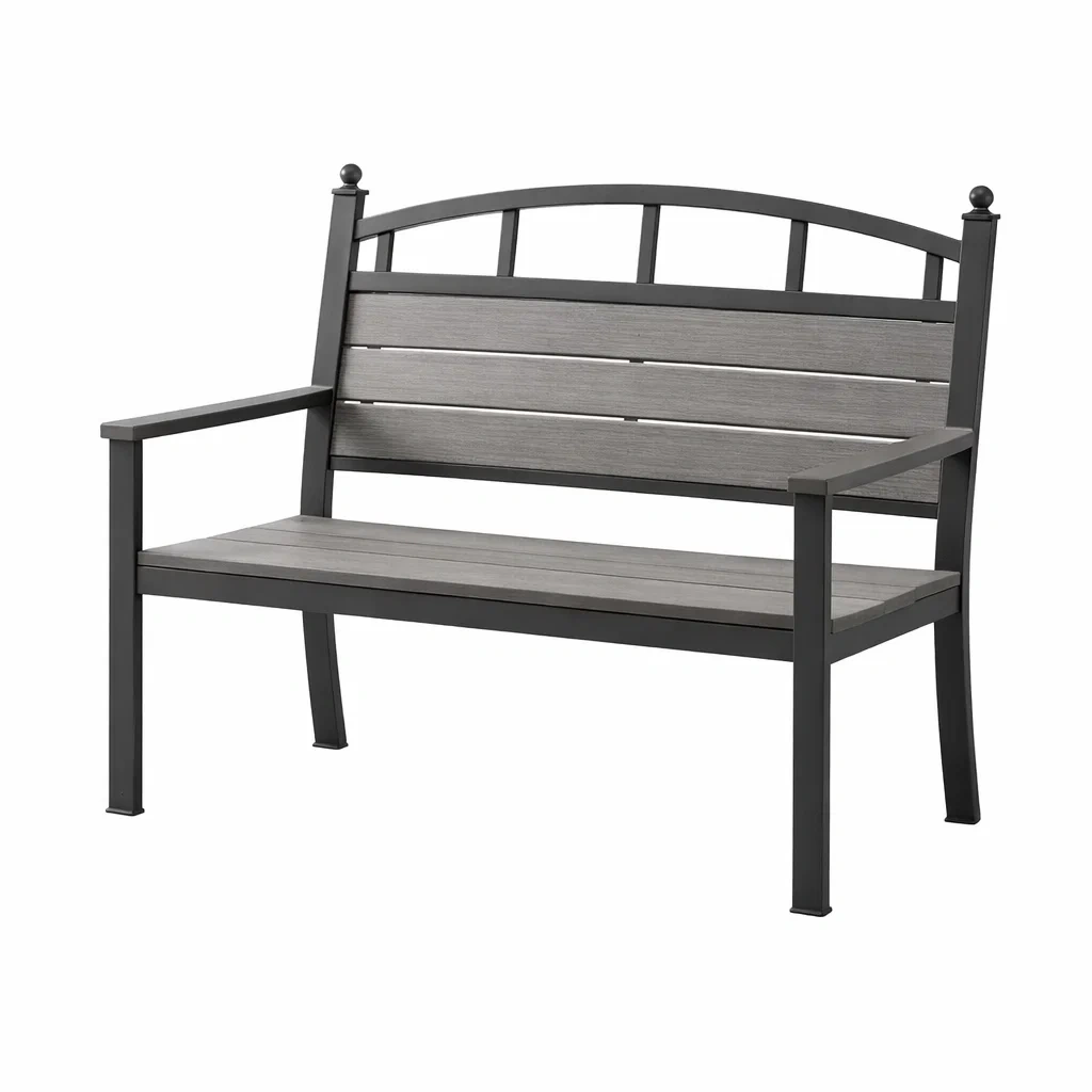 Banc en aluminium et bois composite gris-NESTFUSIONLIVING
