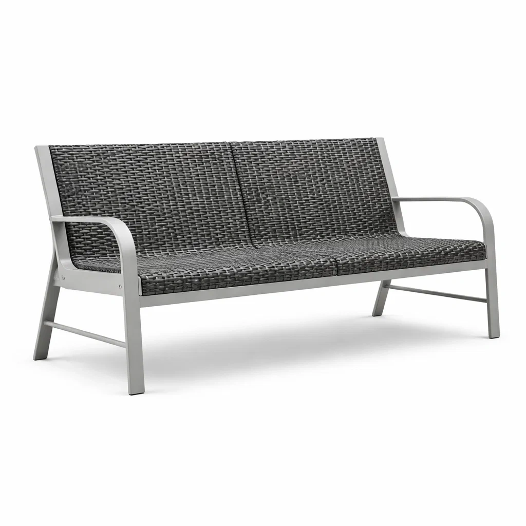 Banc en métal et résine tressée-NESTFUSIONLIVING