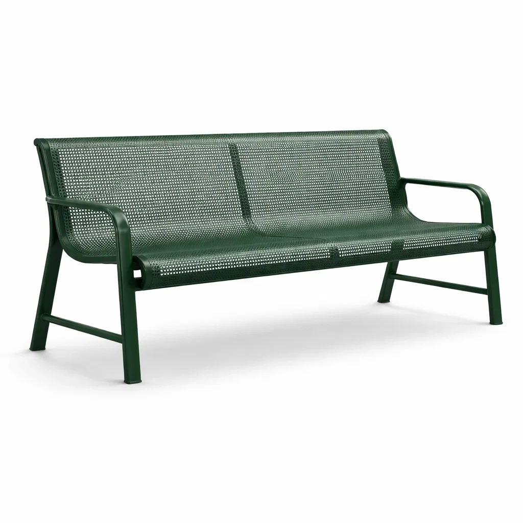 Banc en métal vert 3 places-NESTFUSIONLIVING