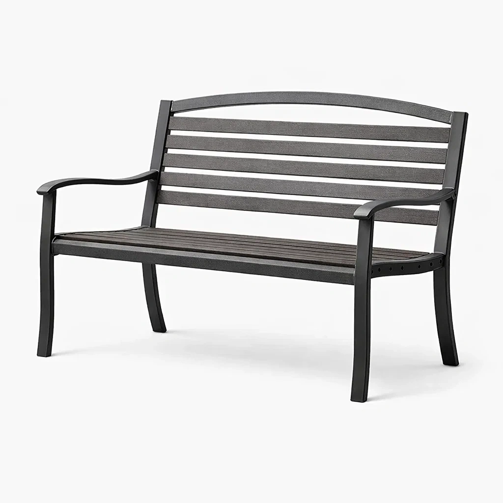 Banc en aluminium et bois composite noir-NESTFUSIONLIVING