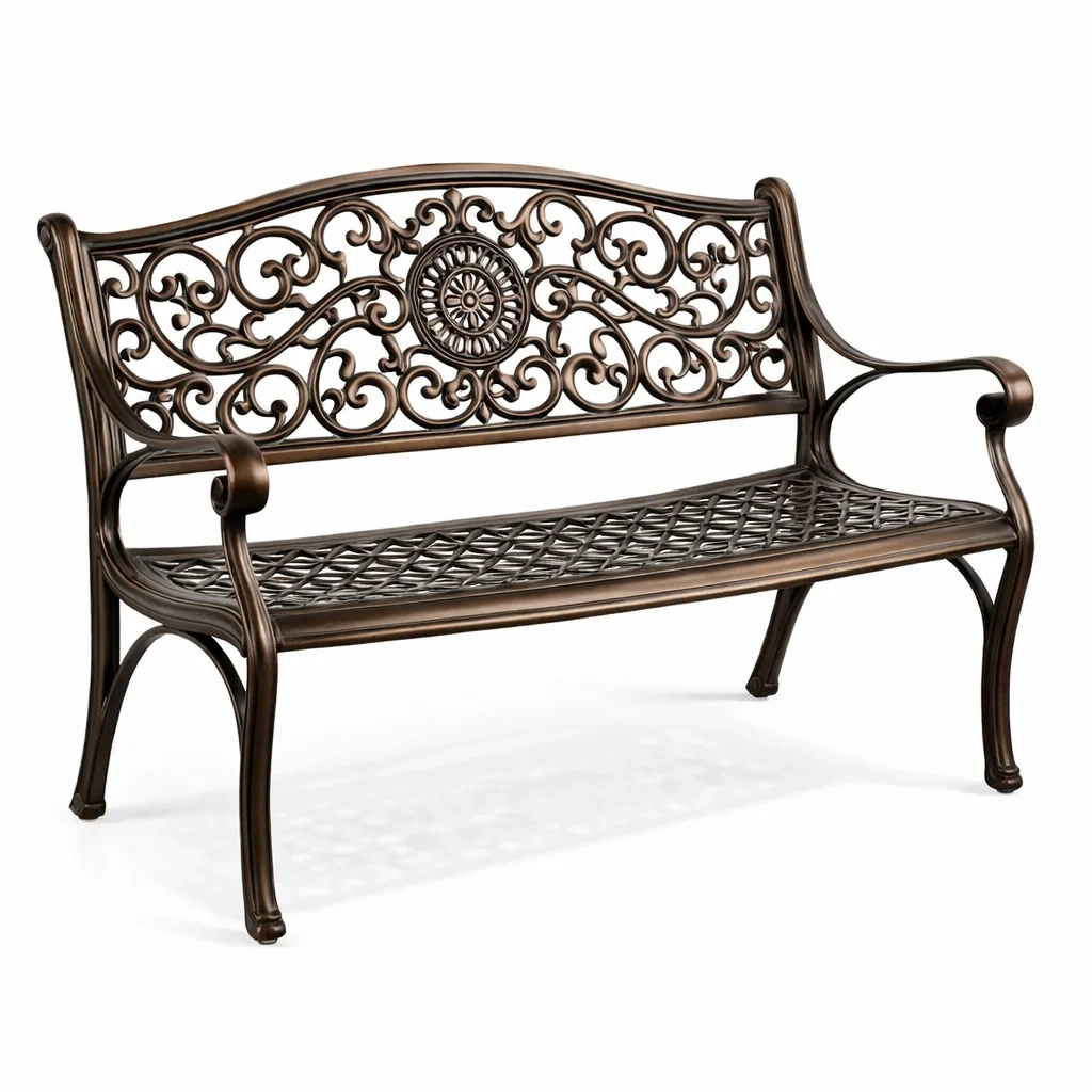 Banc en aluminium ornemental bronze-NESTFUSIONLIVING