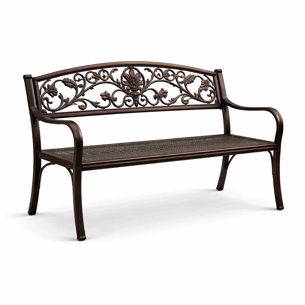 Banc en aluminium motif floral-NESTFUSIONLIVING
