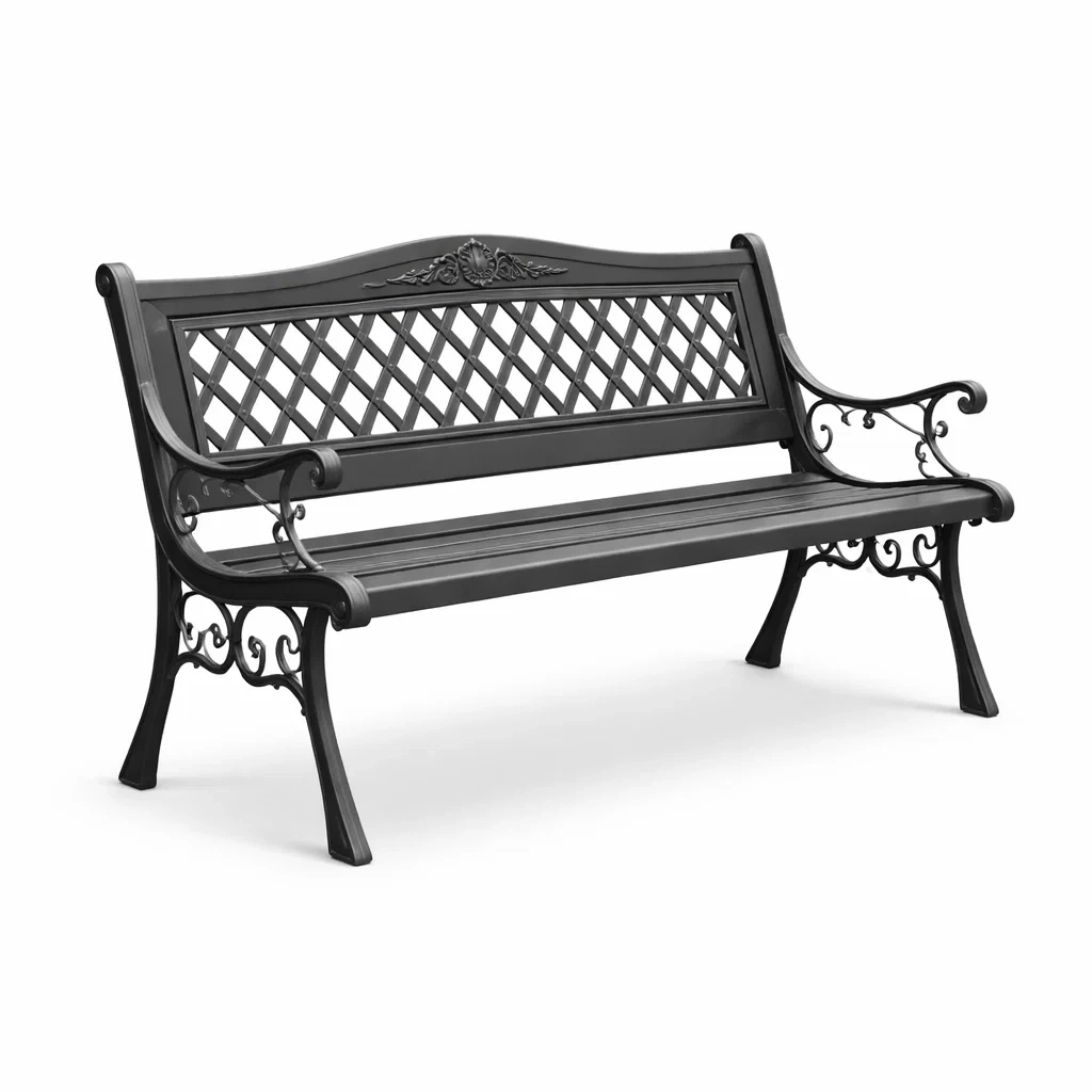 Banc en fonte et acier noir-NESTFUSIONLIVING
