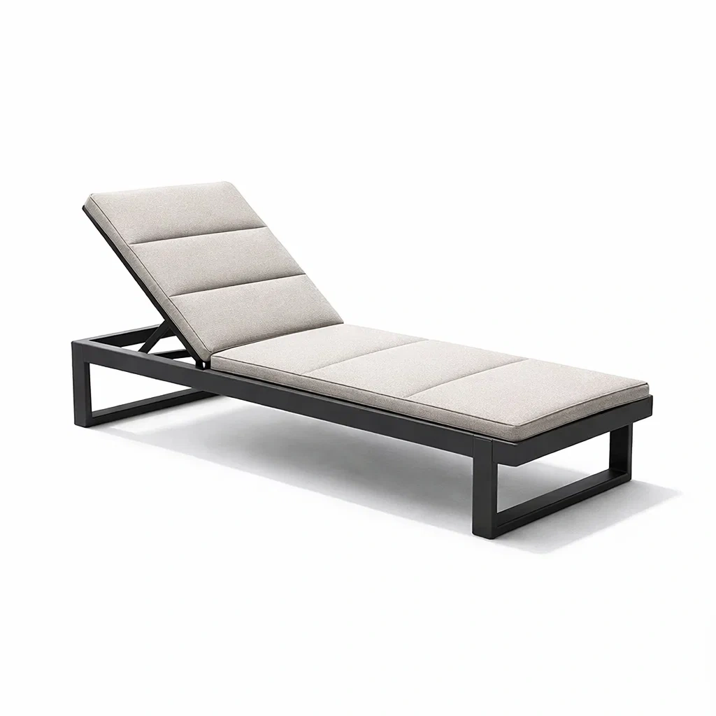 Chaise longue en aluminium réglable avec polyester gris-NESTFUSIONLIVING