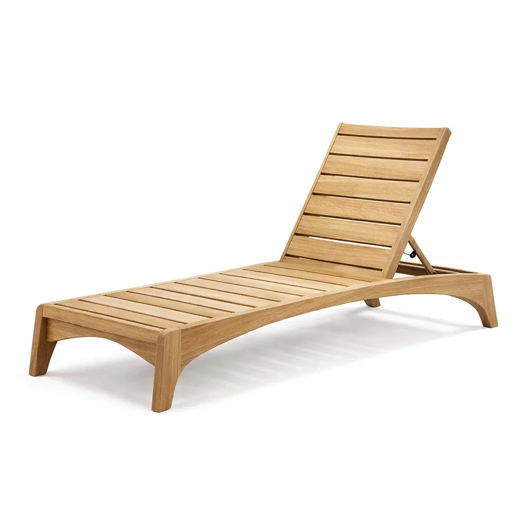 Chaise longue en bois de teck-NESTFUSIONLIVING