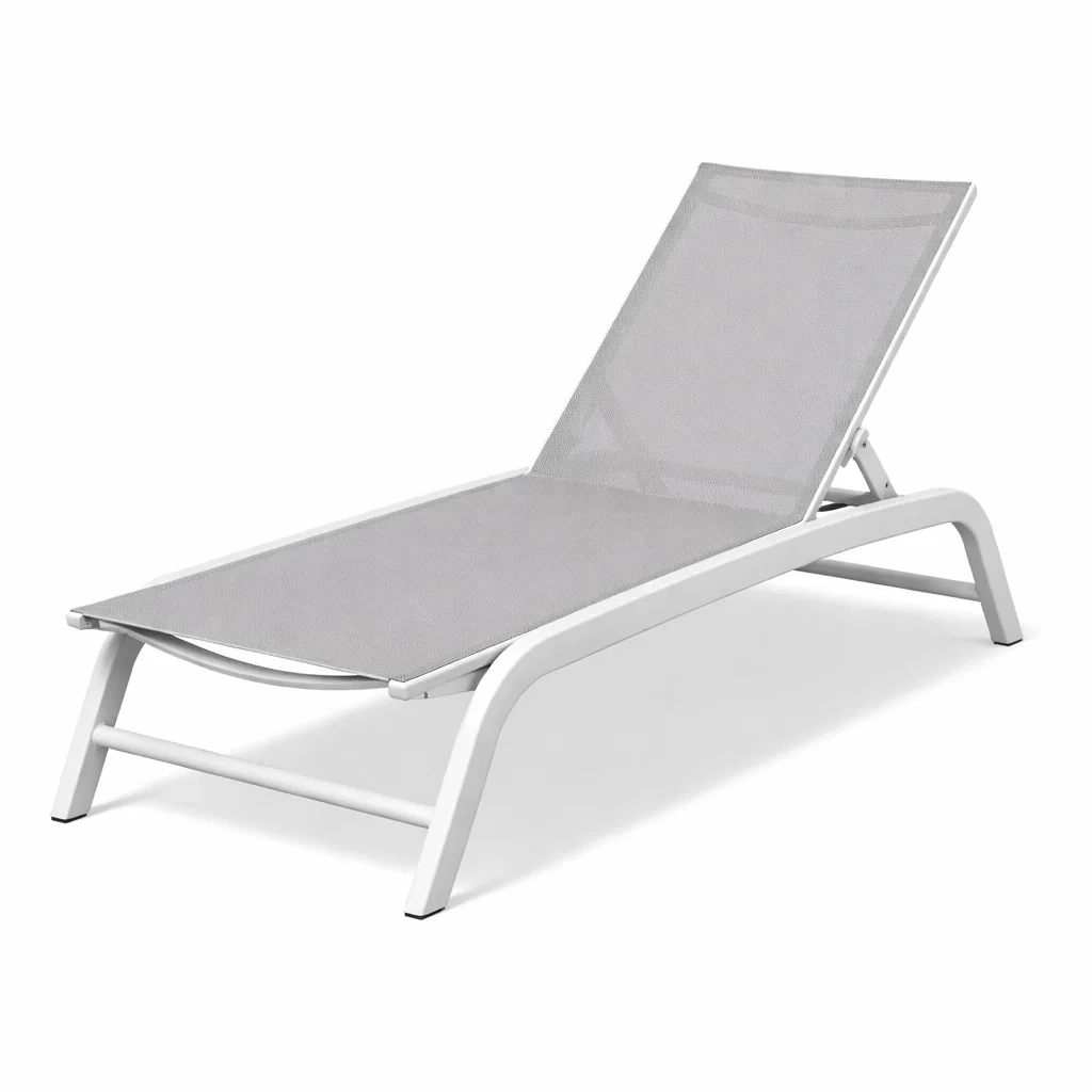Chaise longue en aluminium et textile gris-NESTFUSIONLIVING