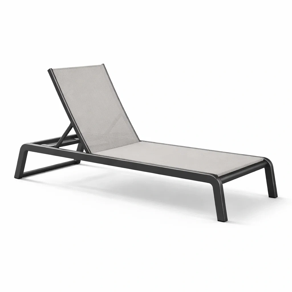 Chaise longue en aluminium et textilène gris-NESTFUSIONLIVING