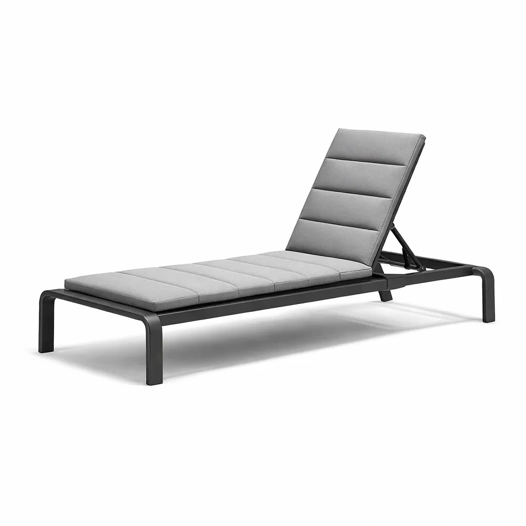 Chaise longue en aluminium avec coussin gris-NESTFUSIONLIVING