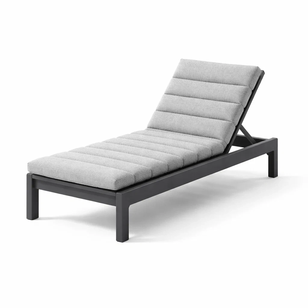Chaise longue en aluminium avec tissu gris réglable-NESTFUSIONLIVING