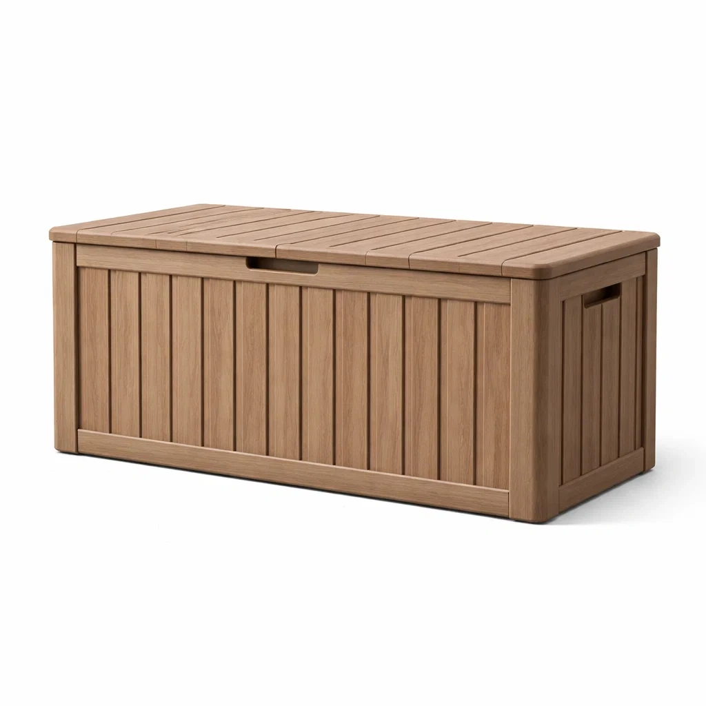 Coffre de rangement en plastique effet bois 140x60x60 cm-NESTFUSIONLIVING