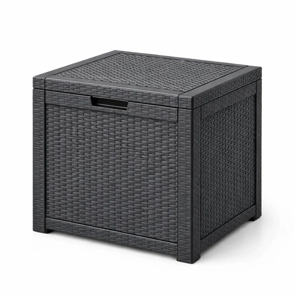 Coffre de rangement en résine tressée gris anthracite 50x50x50 cm-NESTFUSIONLIVING