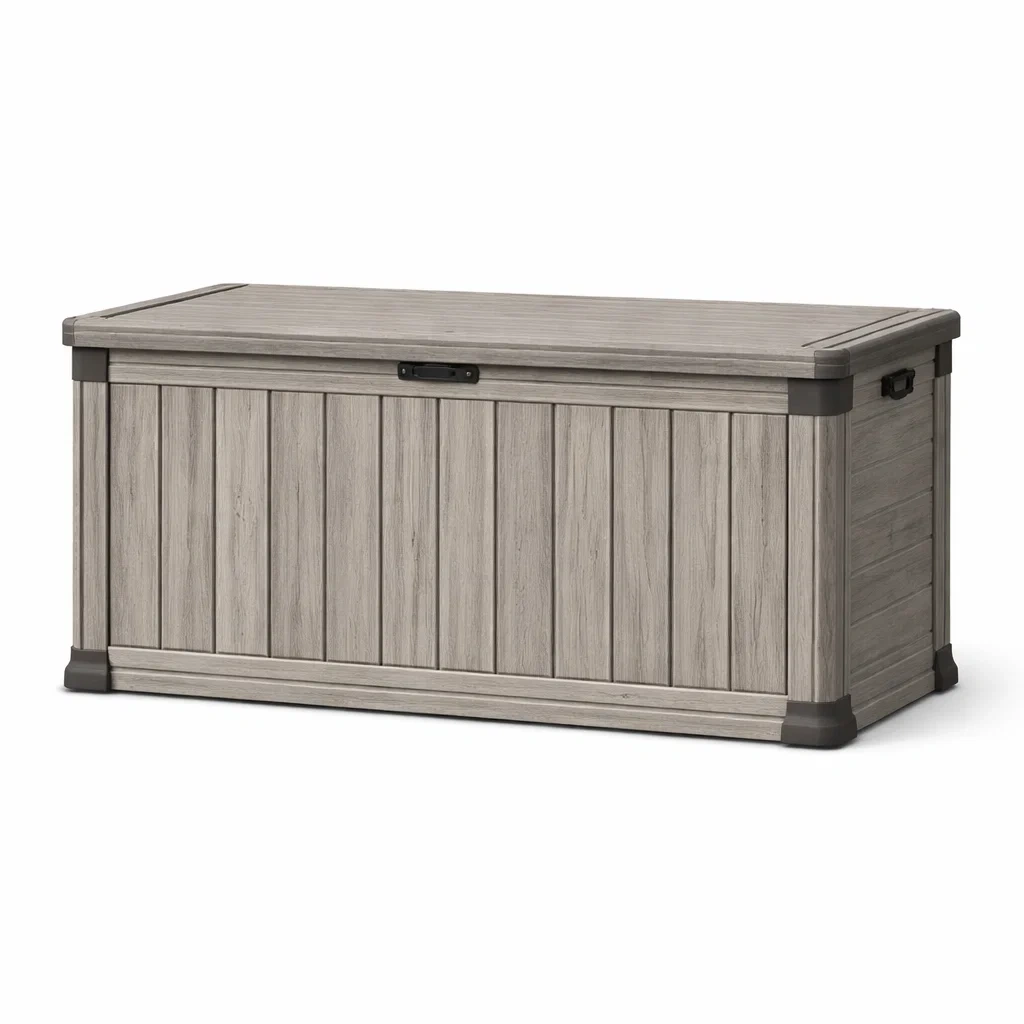 Coffre de rangement en résine gris-NESTFUSIONLIVING