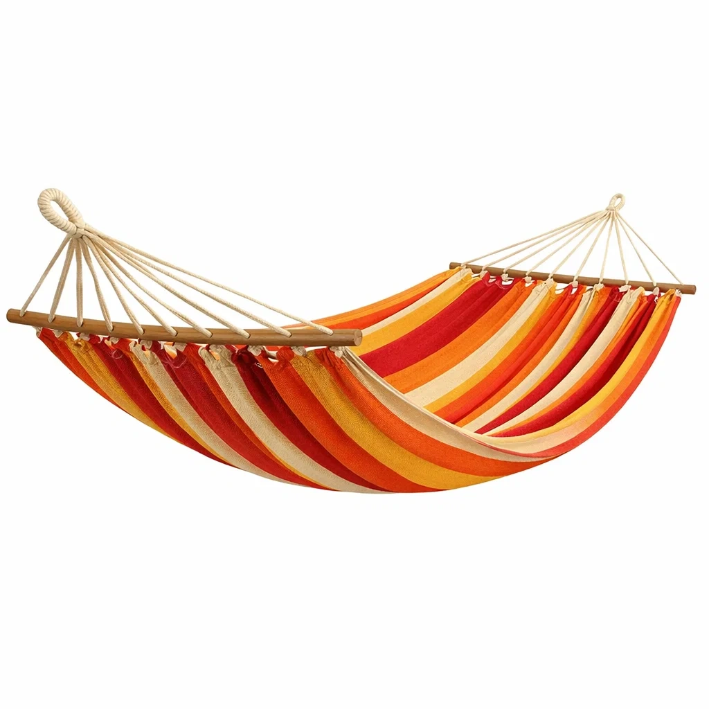 Hamac en coton rayé avec barres en bois 200x150 cm-NESTFUSIONLIVING