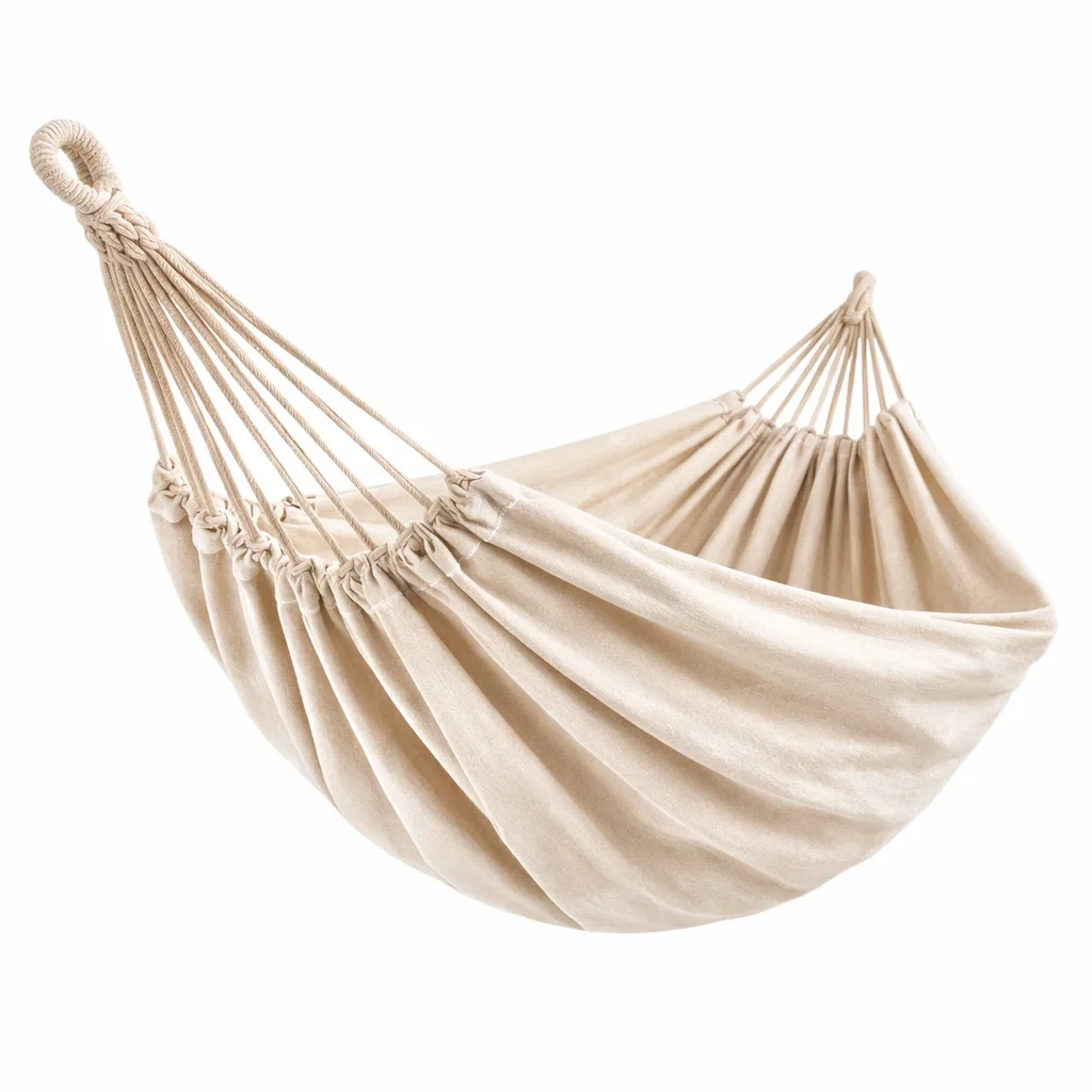Hamac en toile de coton beige 200x150 cm-NESTFUSIONLIVING