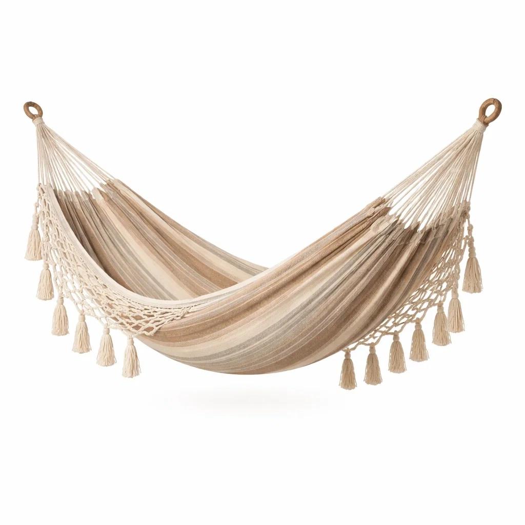 Hamac en coton beige à rayures-NESTFUSIONLIVING