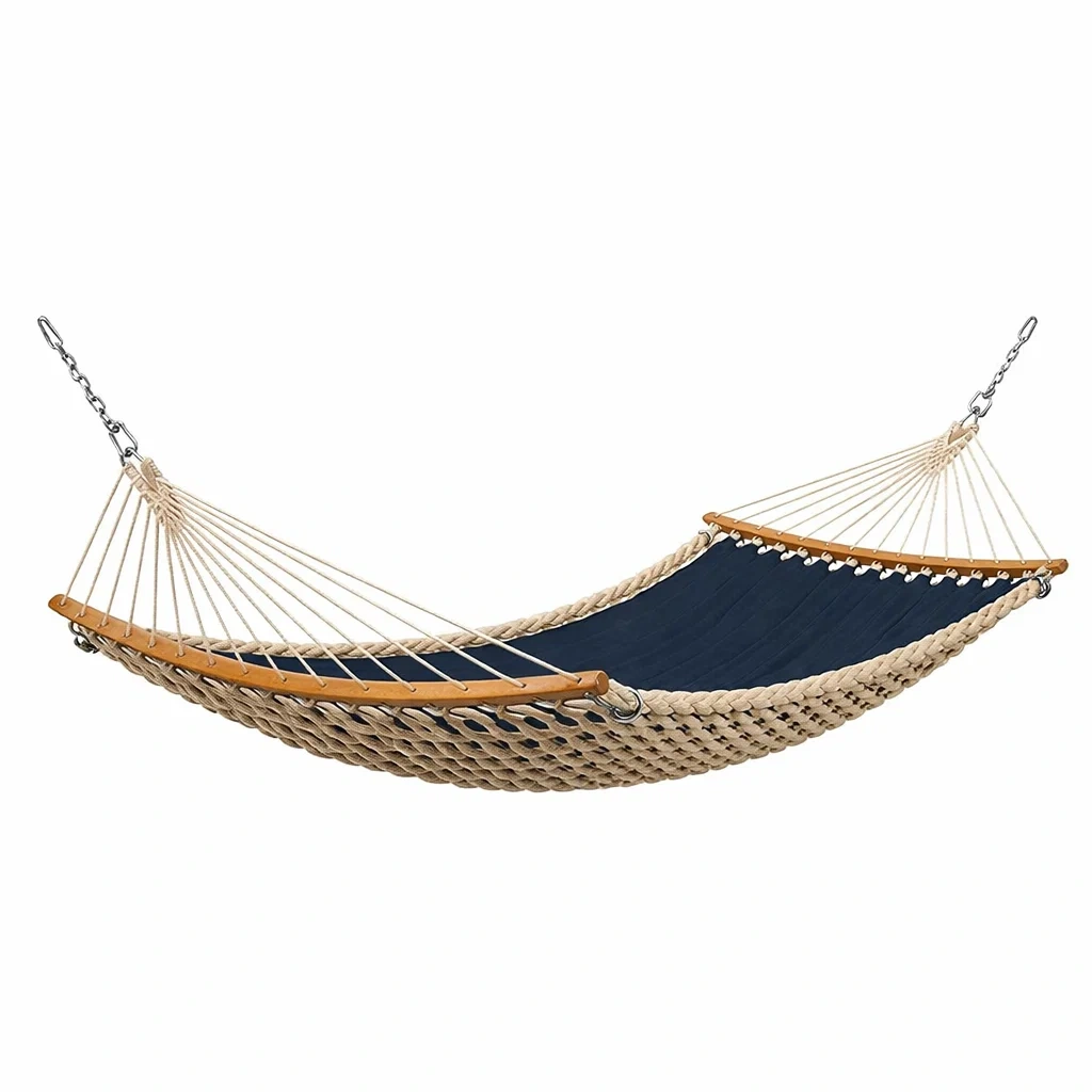 Hamac en coton et nylon avec cadre en bois-NESTFUSIONLIVING