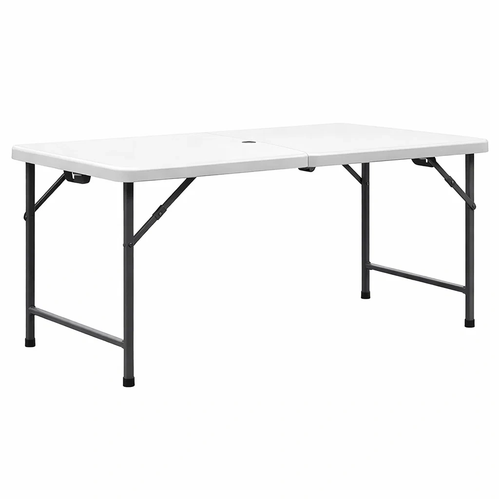 Table pliante rectangulaire en plastique blanc et acier 180x74x73 cm-NESTFUSIONLIVING