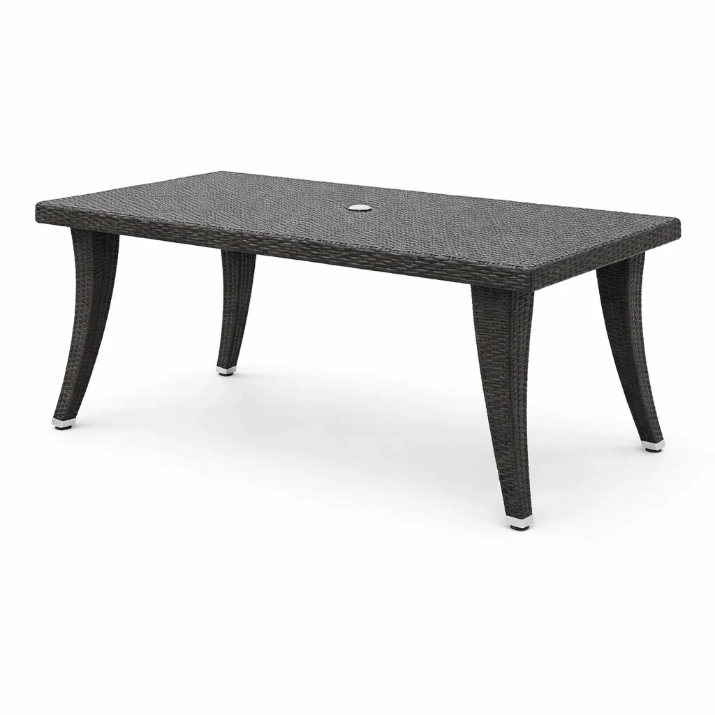 Table en rotin synthétique gris 150x90x74 cm-NESTFUSIONLIVING