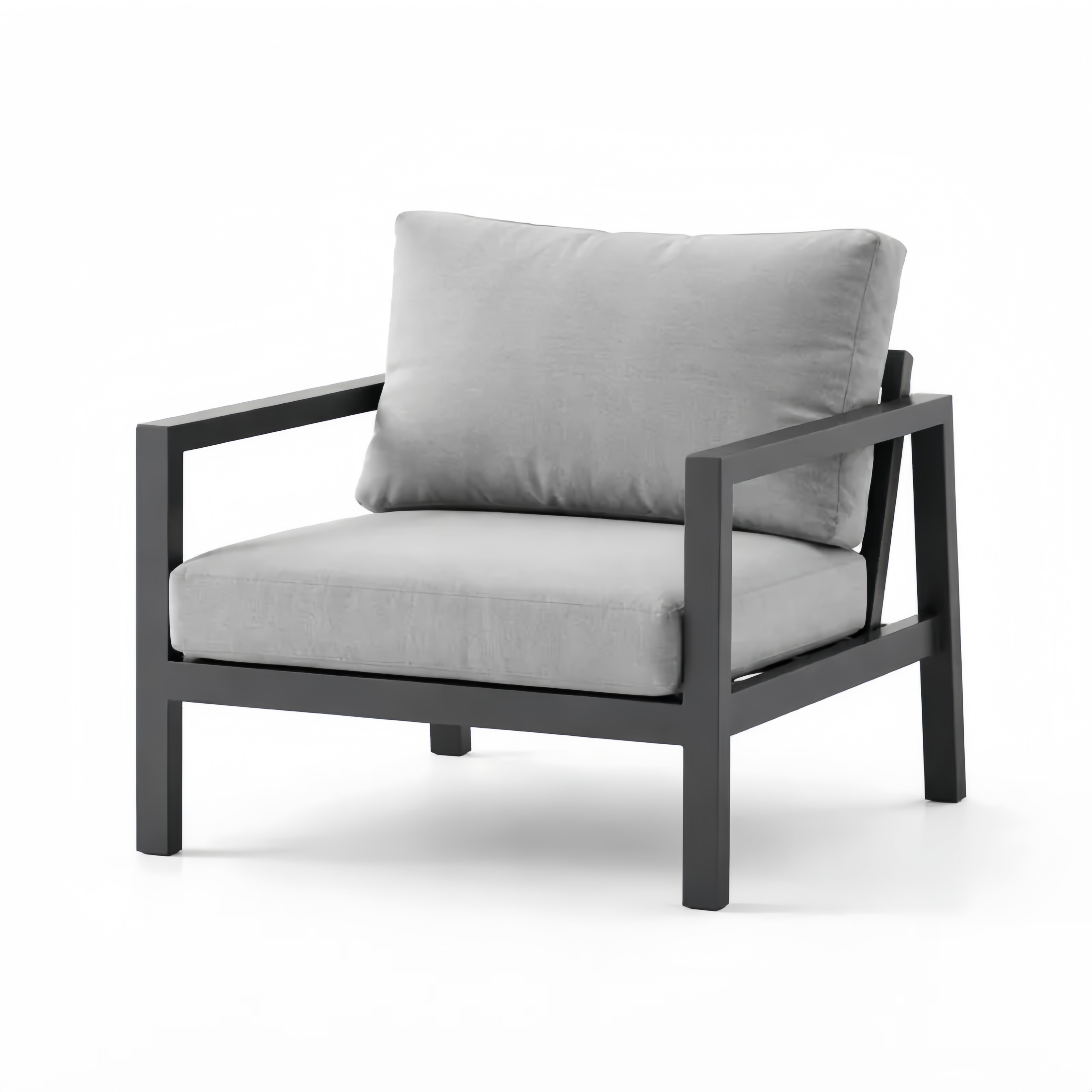 Fauteuil d'extérieur en aluminium gris avec coussin en polyester
