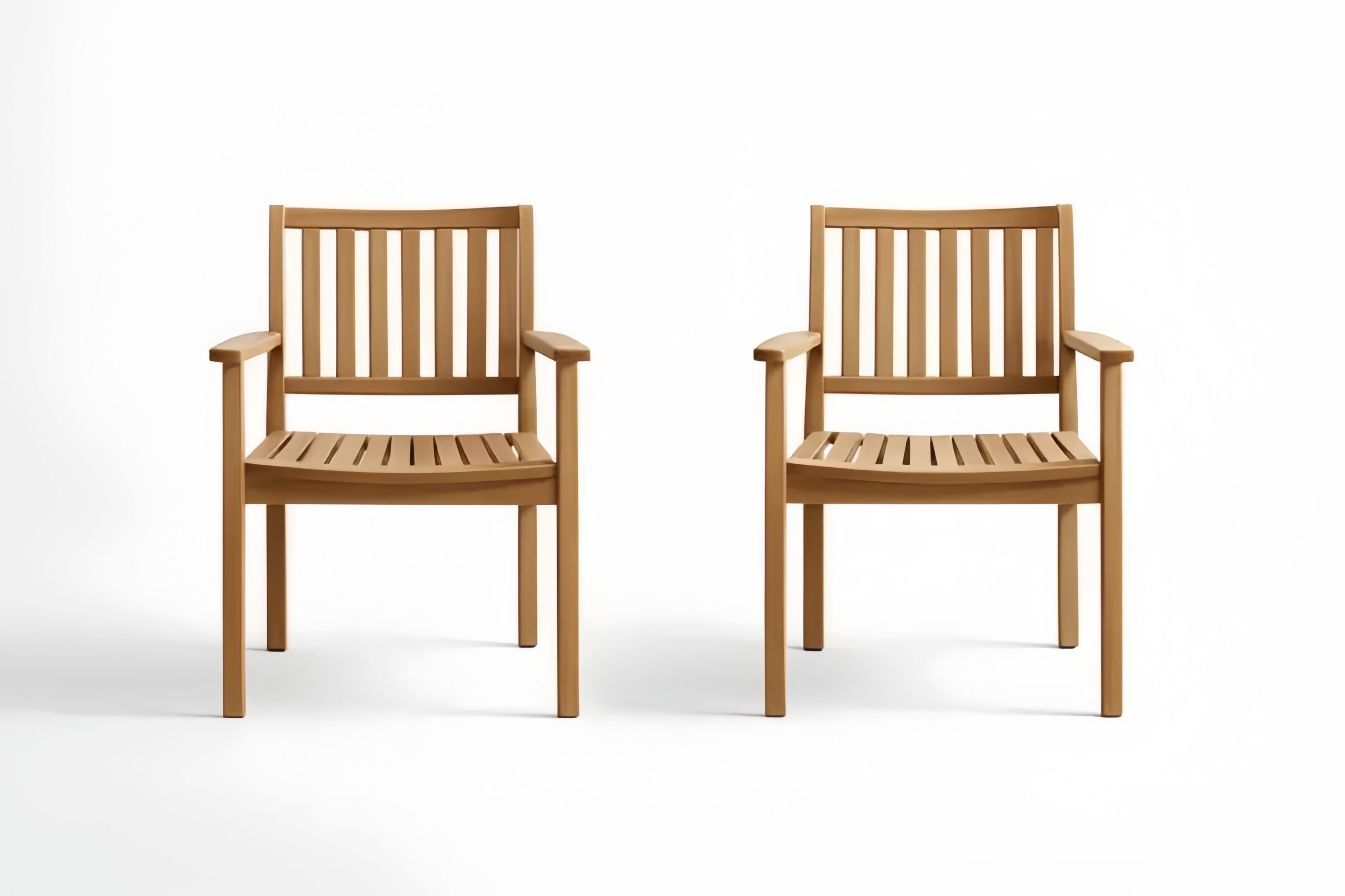 Lot de 2 chaises en bois d'acacia marron avec accoudoirs