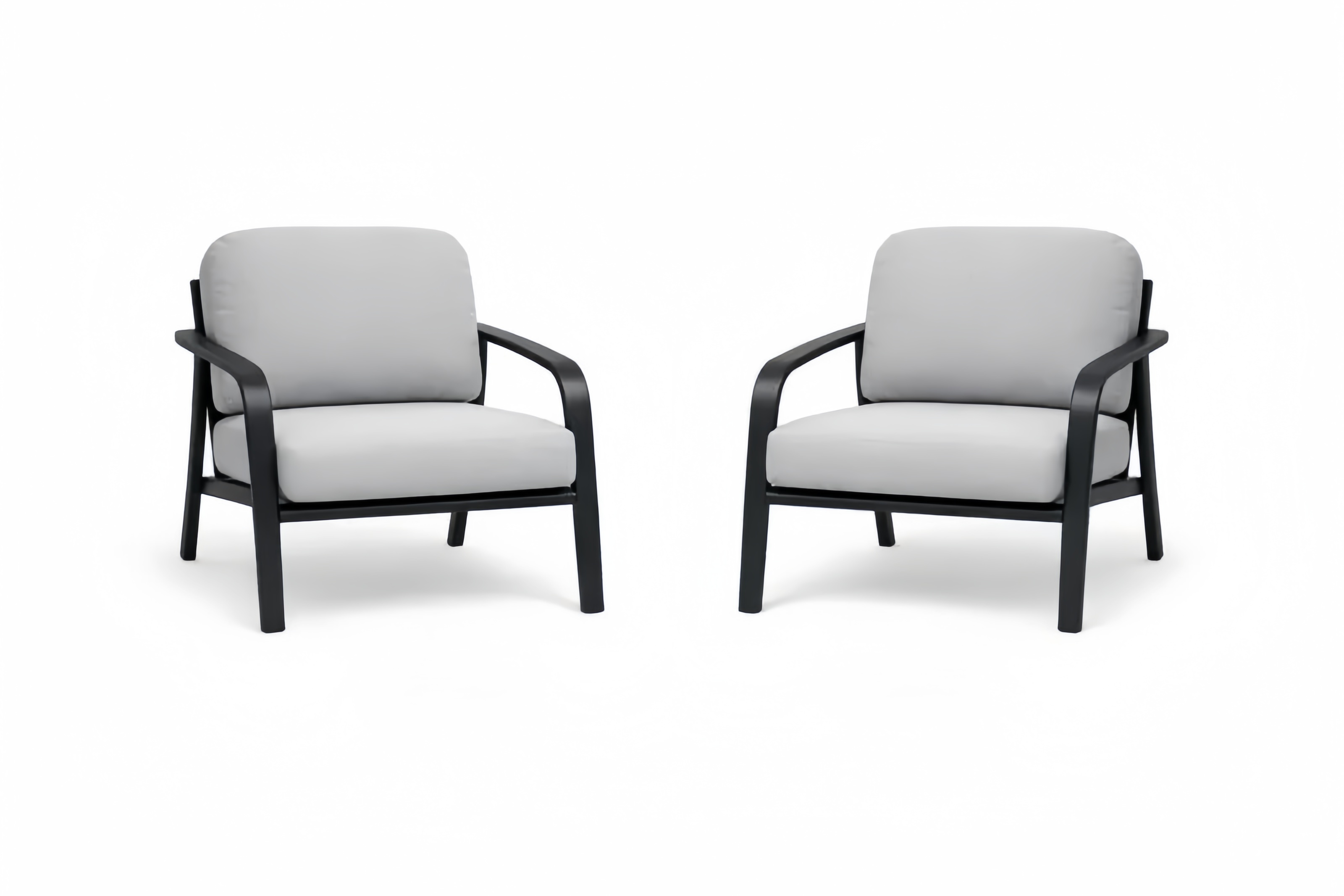 Lot de 2 Chaises en Aluminium et Tissu Gris