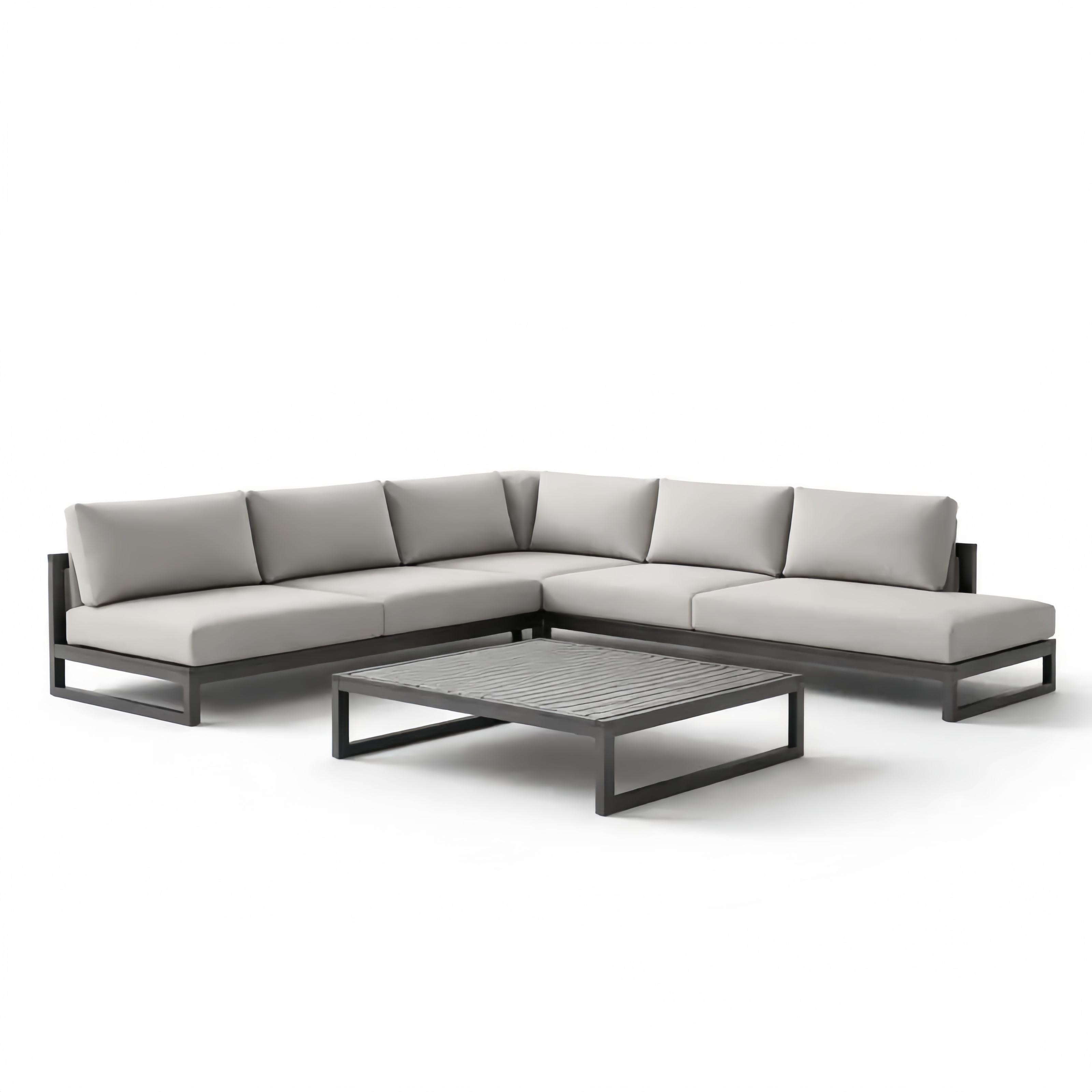 Ensemble de Canapé d'Angle en Aluminium avec Table Basse