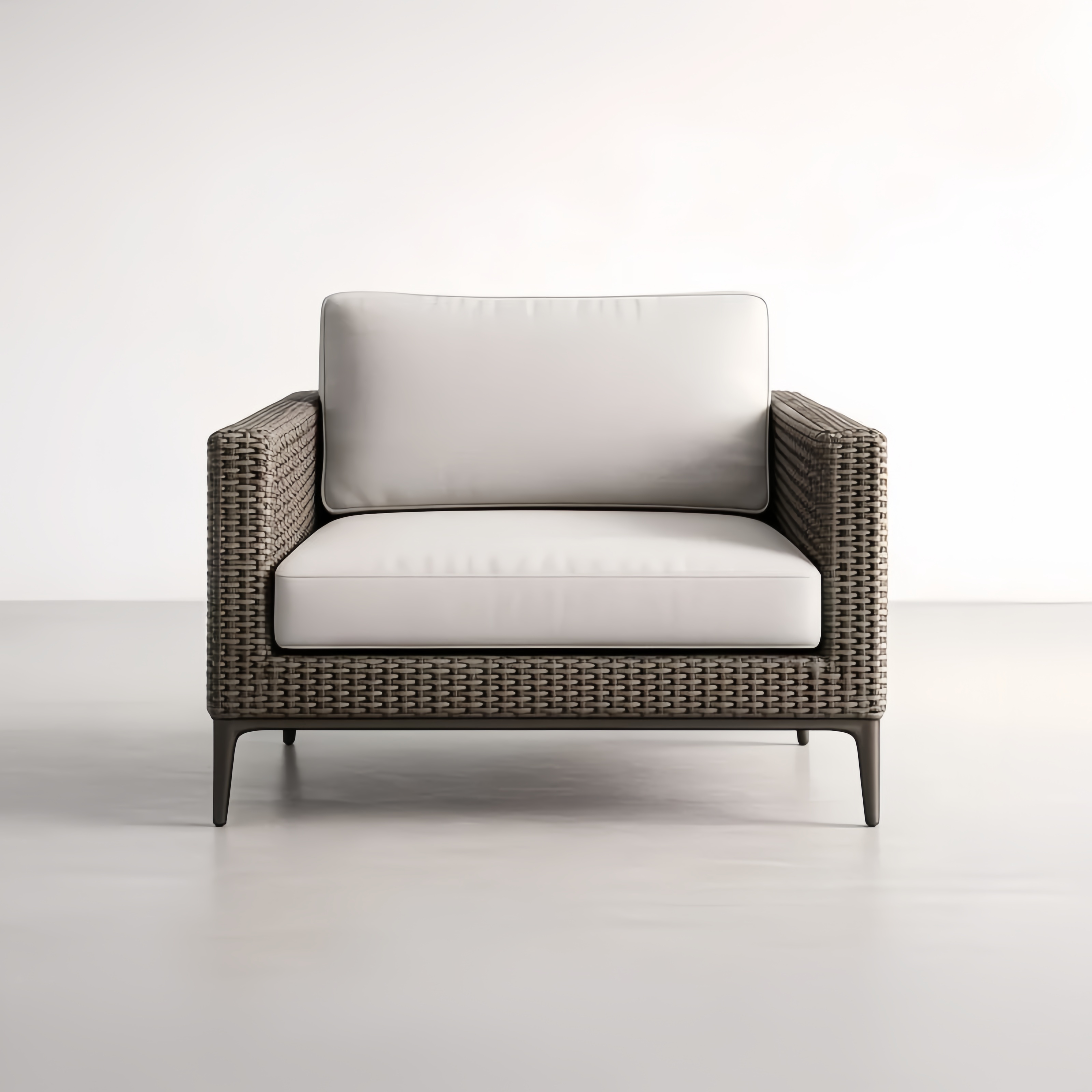 Fauteuil avec Structure en Rotin Synthétique et Coussins en Polyester