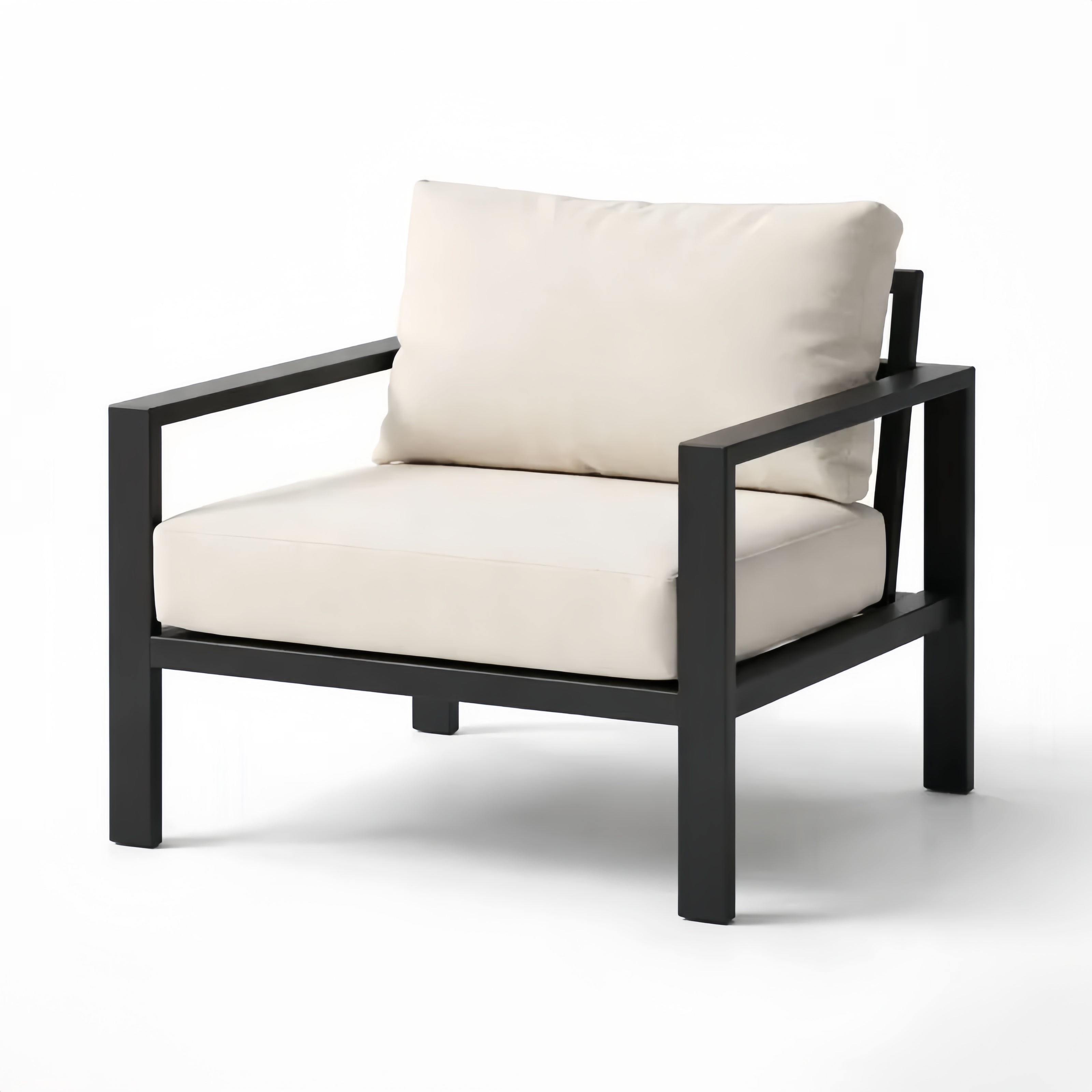 Fauteuil d'extérieur en Aluminium et Polyester Noir Beige