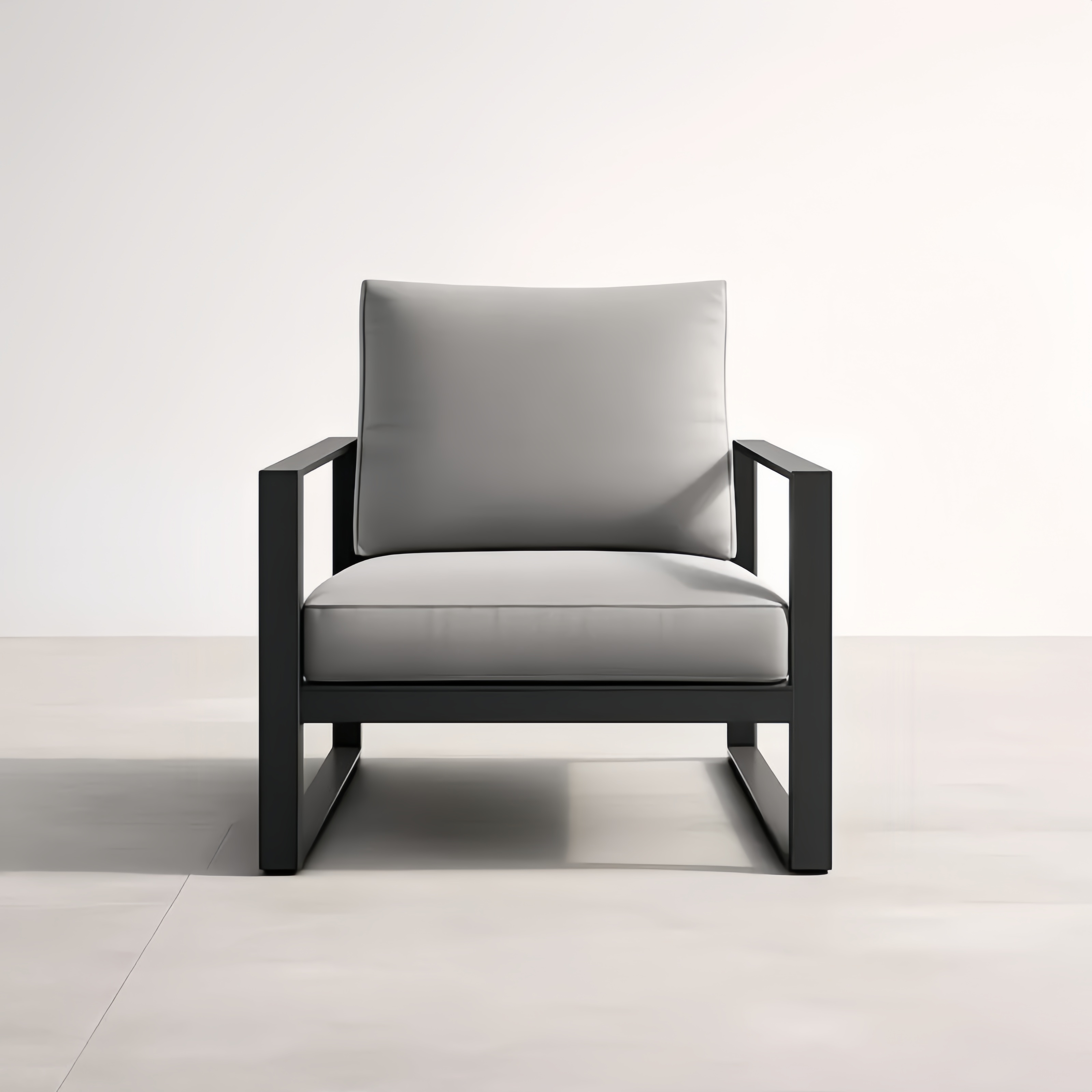 Fauteuil en aluminium avec coussins en polyester gris