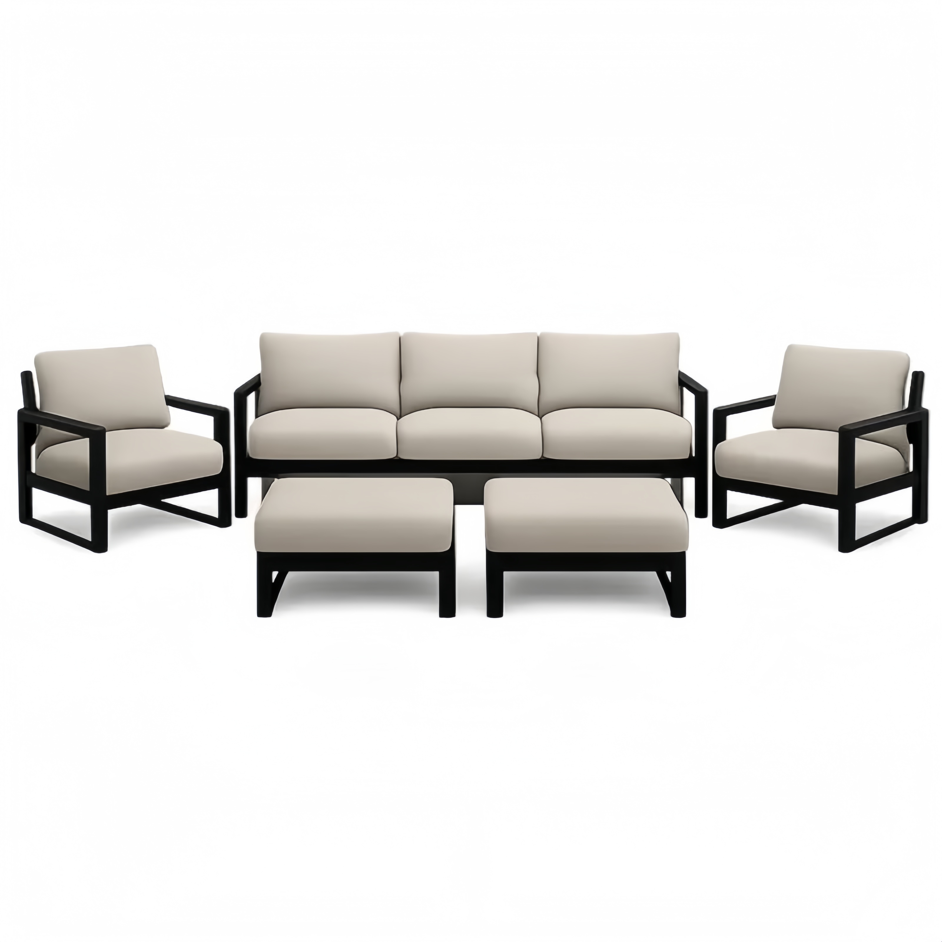 Ensemble de Salon de Jardin 5 Pièces Aluminium Beige avec Coussins Amovibles