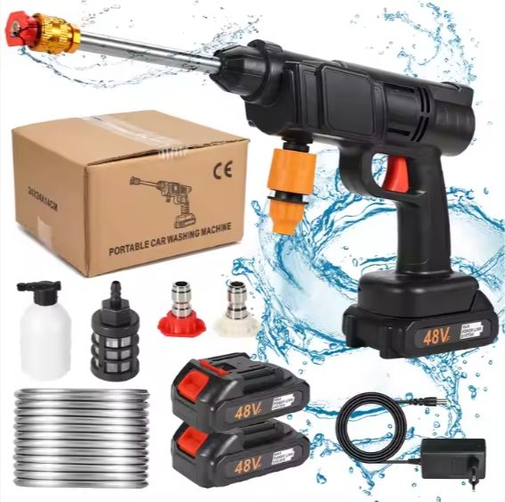 Portable cordless car wash water gun