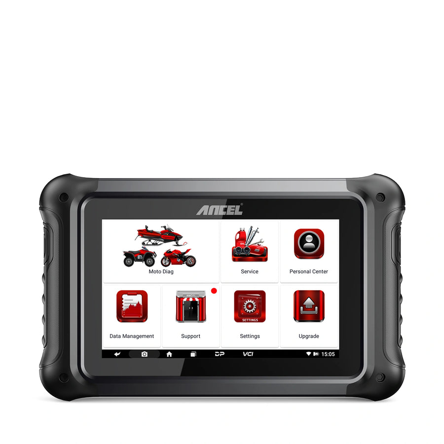ANCEL MT700 Escáner OBD2 para motocicletas, sistema completo de reinicio de aceite, herramienta de diagnóstico ABS con más de 35 funciones de reinicio compatibles con BMW/BRP/Ducati/Harley/Honda/Indian/Suzuki, pantalla táctil de 7", 16 GB