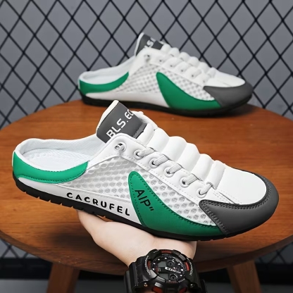 Men's Stylish Slip-On Sneakers - Breathable Fabric, Comfortable PVC Sole, Casual & Sporty Design with Blue & Beige Accents for Outdoor, Daily Wear & Vacation