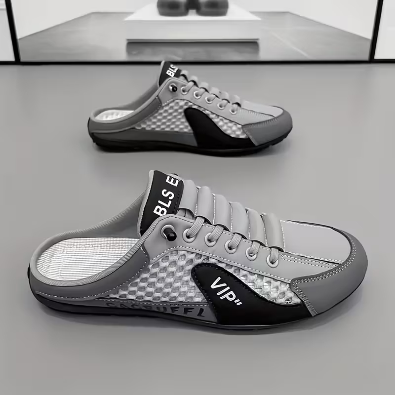 Men's Stylish Slip-On Sneakers - Breathable Fabric, Comfortable PVC Sole, Casual & Sporty Design with Blue & Beige Accents for Outdoor, Daily Wear & Vacation