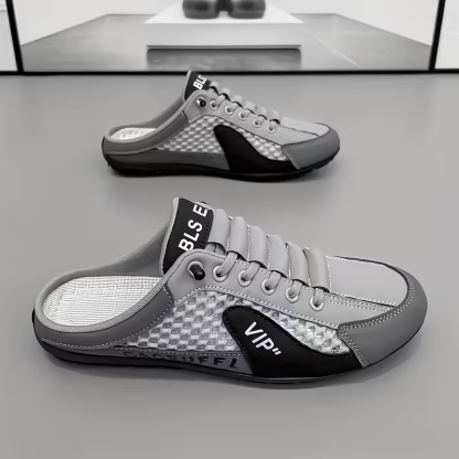 Men's Stylish Slip-On Sneakers - Breathable Fabric, Comfortable PVC Sole, Casual & Sporty Design with Blue & Beige Accents for Outdoor, Daily Wear & Vacation