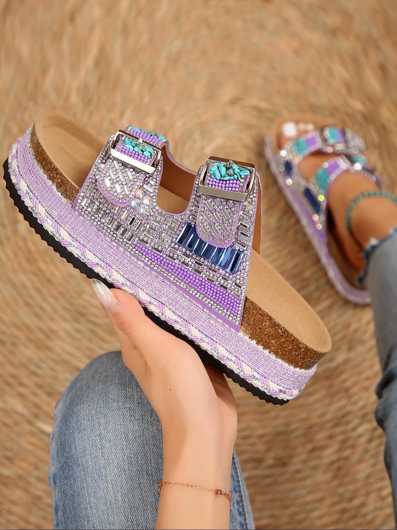 ⏰Limited Time 50% OFF🔥Women's Fashionable Rhinestone Decorated Platform Design Sandals-Casual Comfortable Shoes