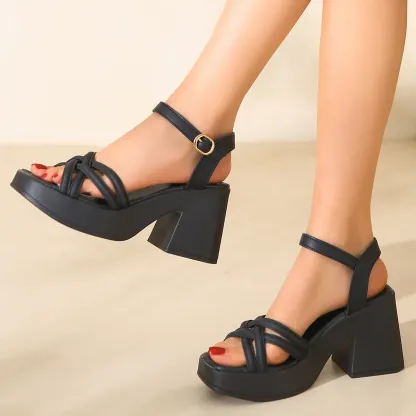 ⏰Flash Sale 50% OFF🔥Women's Fashionable Cross Strap Heeled Sandals-Casual Comfortable