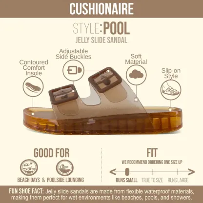 Waterproof Double Buckle Adjustable Slip-On Womens Jelly Sandals