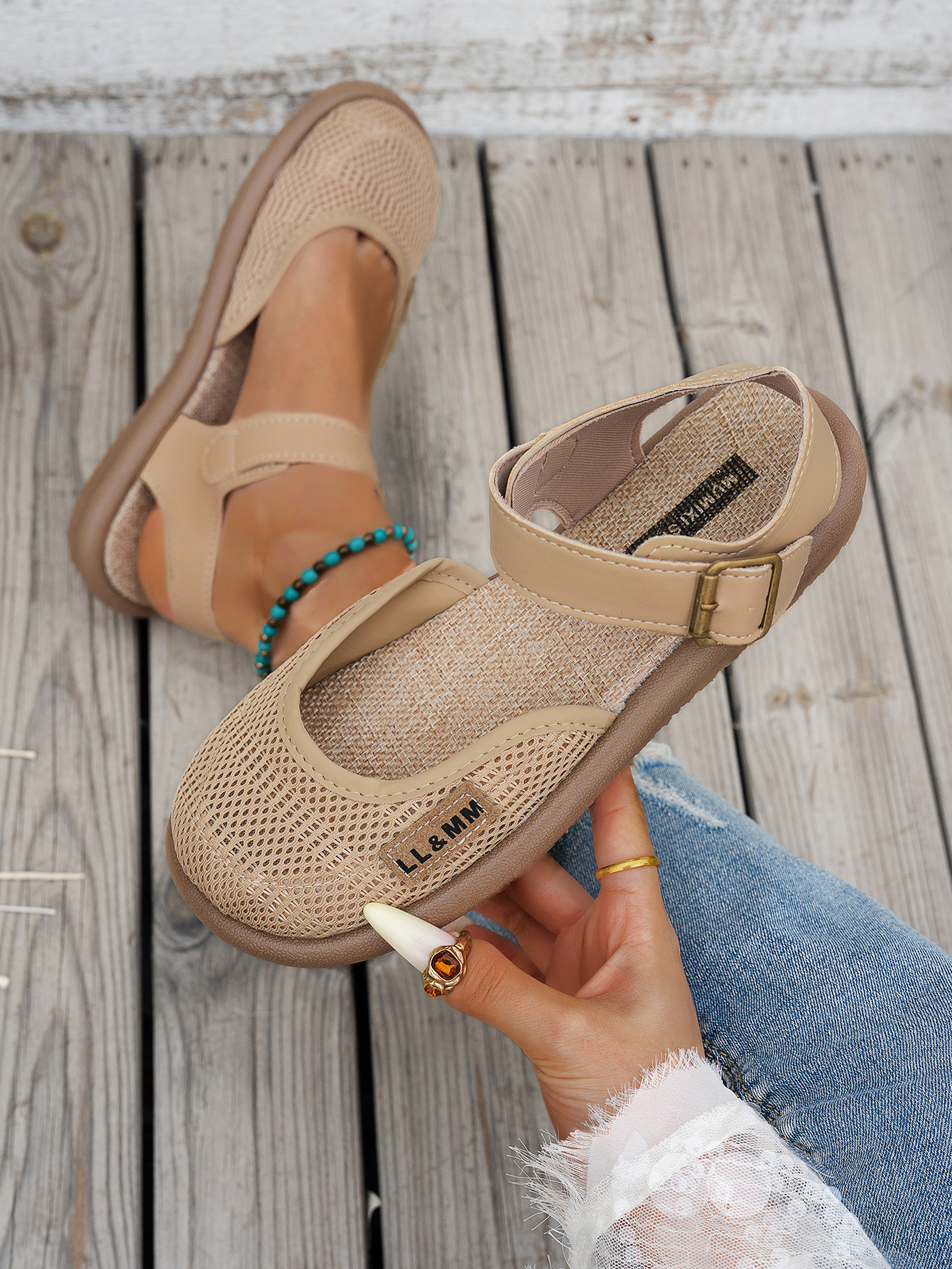 ⏰Limited Time 50% OFF🔥 Women's Breathable Mesh Sandals with Adjustable Ankle Strap, Walking Casual Flat Shoes