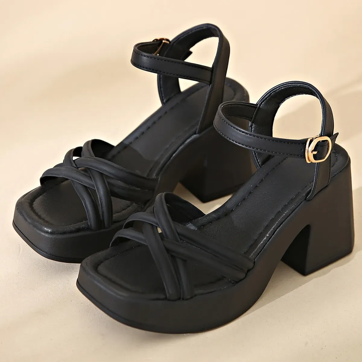 ⏰Flash Sale 50% OFF🔥Women's Fashionable Cross Strap Heeled Sandals-Casual Comfortable