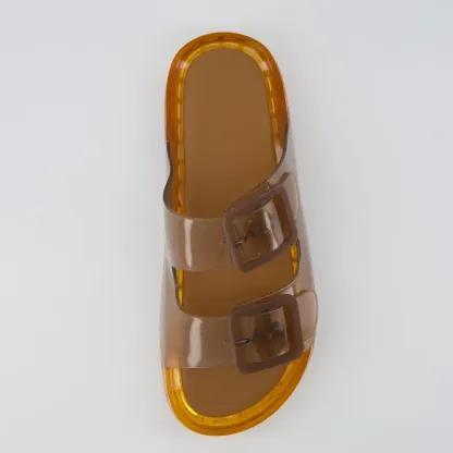 Waterproof Double Buckle Adjustable Slip-On Womens Jelly Sandals