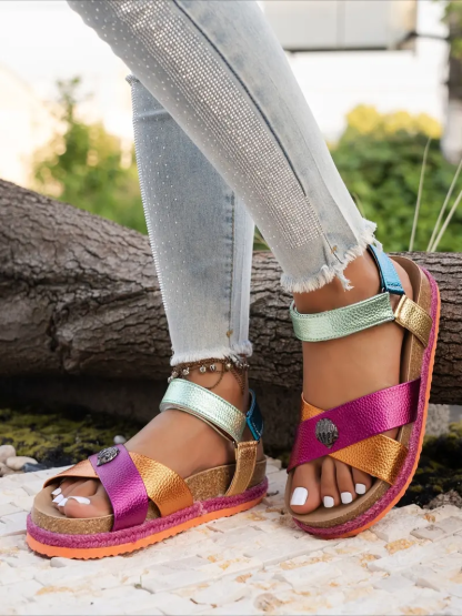 ⏰Flash Sale 50% OFF🔥Bohemian Style Woven Wedge Summer Sandals, Dopamine flip-flops